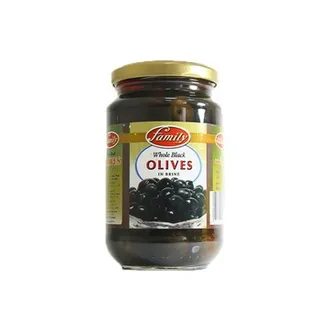 Family Whole Black Olives In Brine 198g