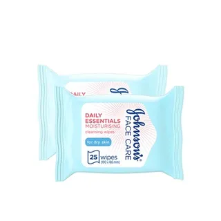 Johnsons Cleansing Wipes Daily Essentials Moisturising Dry Skin 2 X 25 Wipes