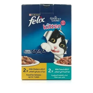 فيليكس كما يبدو طعام قطط صغيرة دجاج وتونة 4X85g