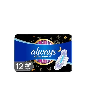 Always All in One Ultra Thin Night Sanitary Pads with Wings 12 Count