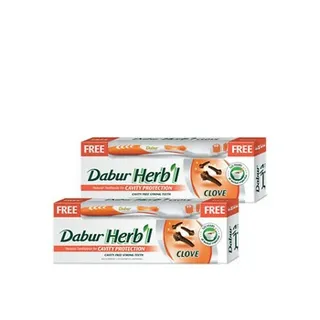 Dabur Herbal Clove Toothpaste 2 x 150 ml + Toothbrush Free