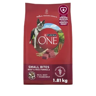 Purina One Small Bites Dry Dog Food for Adult Dogs with Added Vitamins & Mineral 1.81kg Bag