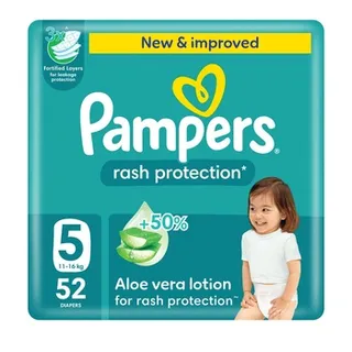 Pampers Rash Protection Taped Diapers Size 5 Mega Pack 52
