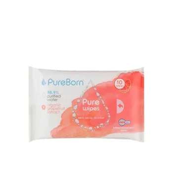 Pure Born Pure Grapefruit Wipes 10s