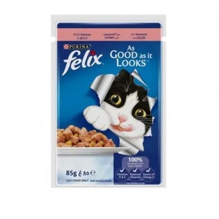 فيليكس كما يبدو سلمون في جيلي طعام قطط كيس 85g