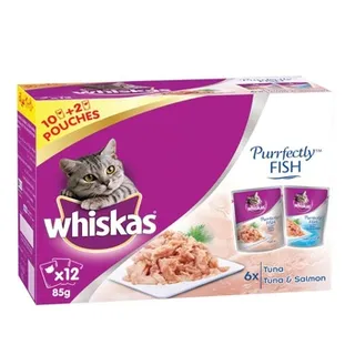 Whiskas Purrfectly Tuna & Salmon Dry Cat Food 12x85g
