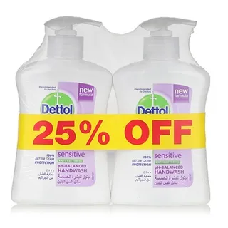 ديتول غسول يدين حساس 2 x 200 ml @ 25% خصم