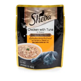 Sheba Fine Premium Adult 1+ Years Wet Cat Food Chicken With Tuna In Gravy 70g Pouch