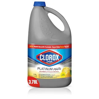Clorox Platinum Bleach 3.78 ltr Crisp Lemon Upgrade Your Clean With A New Multi-Benefit No Splash Thick Bleach Liquid Formula