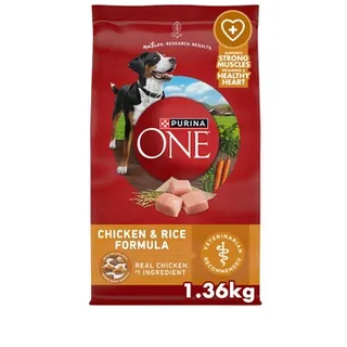 Purina One Natural Dry Dog Food Smartblend Chicken & Rice Formula 1.36kg Bag