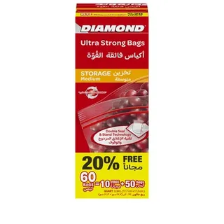 Diamond Zipper Storage Bags Medium Pack Of 60