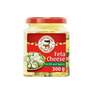 الثلاث بقرات تي تي سي جبنة فيتا مكعبات في زيت وتوابل برطمان 300g