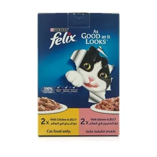 فيليكس كما يبدو طعام قطط دجاج وسلمون 4X85g