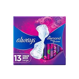 أولويز دايموند فليكس فوم لارج فوط صحية مع أجنحة 13 Count