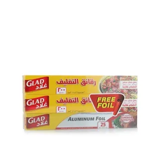 Glad Cling Wrap 2 X 200Sq. Ft. + Aluminium Foil 25 Sq. Ft. Free