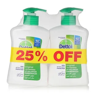ديتول غسول يدين أصلي 2 x 200 ml @ 25% خصم