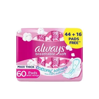 Always Breathable Soft Maxi Thick Large Sanitary Pads with Wing 60pcs