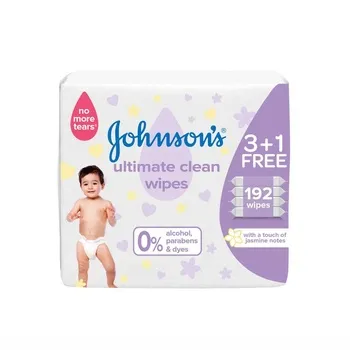 Johnson's Baby Wipes Ultimate Clean 48 Wipes Pack Of 4 (3+1 Free)