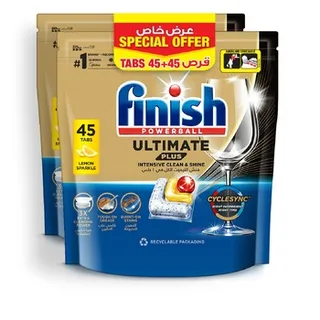 Finish Ultimate Plus 45 Lemon Sparkle Twin Pack