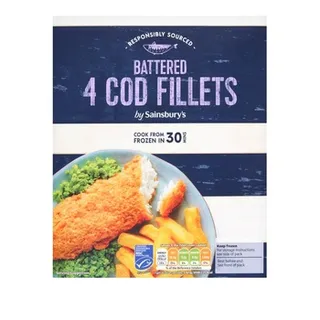 Sainsburys 4 Battered Cod Fillet 500g