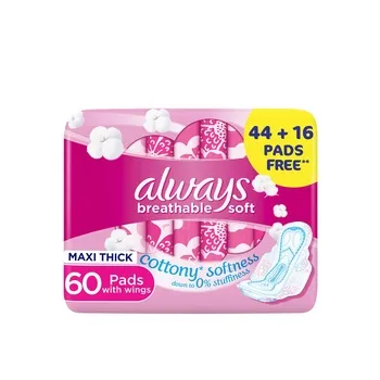 Always Breathable Soft Maxi Thick Large Sanitary Pads With Wings 60'S