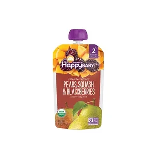 Happy Baby Organics Clearly Crafted Stage 2 Pears Squash & Blackberries 113g Pouch