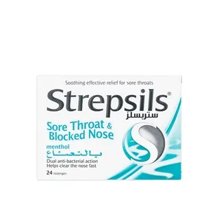 Strepsils Lozenges Sore Throat & Blocked Nose Menthol 24pcs