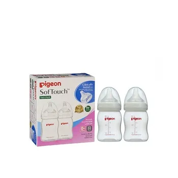 Pigeon Wide Neck PP Bottle with Soft ouch Peristaltic Plus Teat 2X160ml