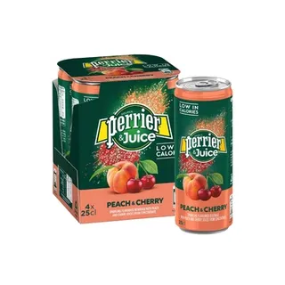 Perrier & Juice Peach & Cherry Can 250ml pack of 4