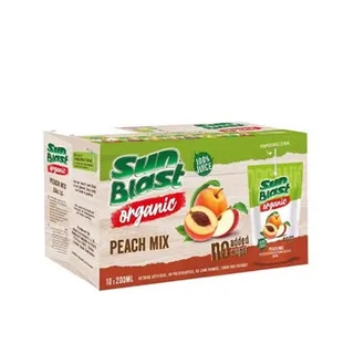 Sunblast 100% Organic Peach Juice No added Sugar 200ml Pack of 10