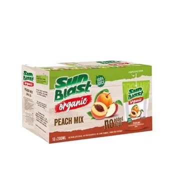 Sunblast 100% Organic Peach Juice No added Sugar 200ml Pack of 10