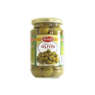 Family whole green olives plain 345g