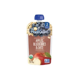 Happy Baby Organics Clearly Crafted Stage 2 Apples Blueberries & Oats 113g Pouch