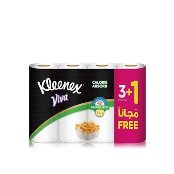 Kleenex Calorie Absorb Kitchen Tissue Paper Towel 3 PLY 4 Rolls x 50 Sheets Food-Grade Strong Absorbent Kitchen Tissue