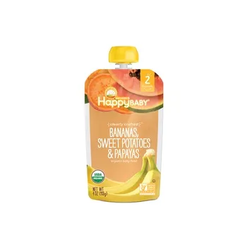 Happy Baby Organics Clearly Crafted Stage 2 Bananas Sweet Potatoes & Papaya 113g Pouch