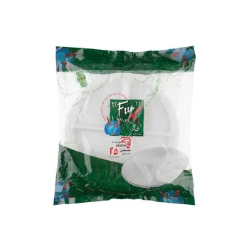البايدر أطباق بلاستيك أبيض 3 أقسام 26cm 25s pack