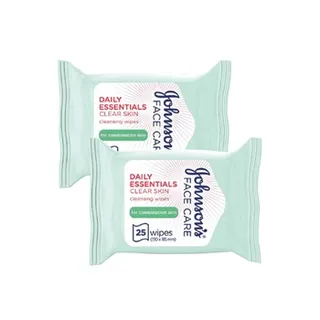 Johnson's Cleansing Wipes Daily Essentials Extra-Sensitive All Skin Types Make Up Remover 25 Wipes Pack Of 2