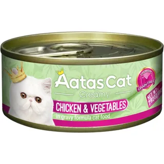 Aatas Cat Creamy Chicken and Vegetables in Gravy Formula Canned Cat Food, 80g
