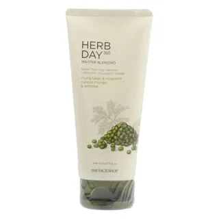The Face Shop Herbday 365 Master Blending Facial Foaming Cleanser Mungbean & Mugwort, 170ml