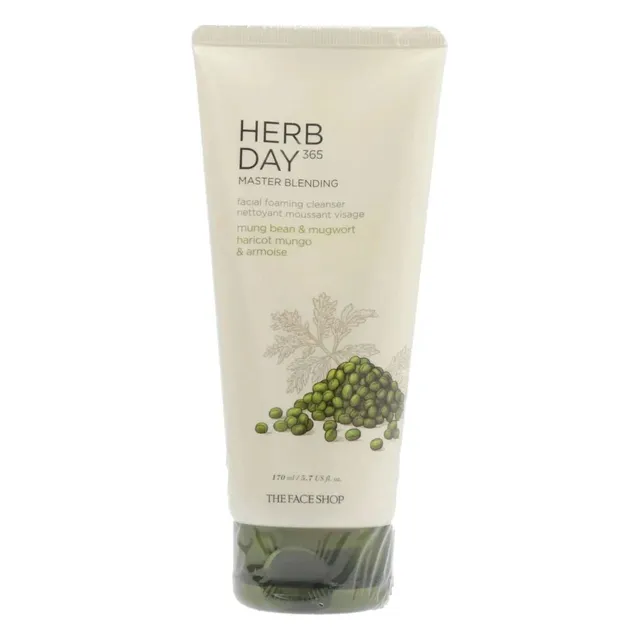 The Face Shop Herbday 365 Master Blending Facial Foaming Cleanser Mungbean & Mugwort, 170ml