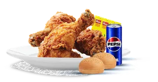 Broasted 3 pcs Combo WT 2bun 3 Ketchup 1pepsi, 250ml