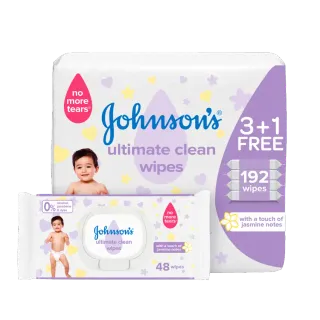 Johnson's Ultimate Clean Wipes 4 Pack* 48s