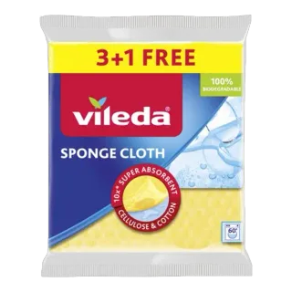 Vileda Cleaning Sponge Cloth, 3+1 Pieces