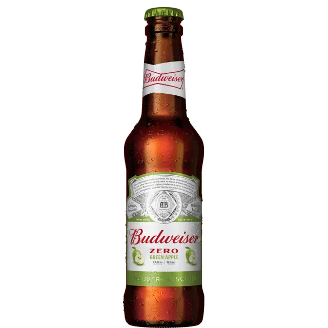 Budweiser Zero Green Apple Beer Bottle, 330ml