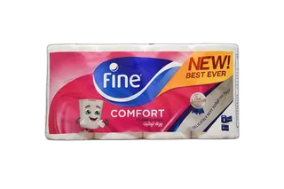 Fine Comfort Toilet Paper 2 Ply 180 Sheets, 8 Rolls