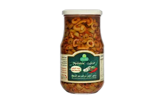 Halwani Sliced Green Olives with Chilli, 325g