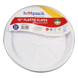 Hotpack Round Plastic Plate 10 25 Pack