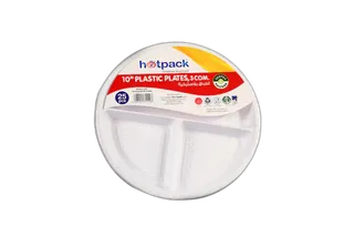 Hotpack Plastic Round Plate 10 3div 25 Pack