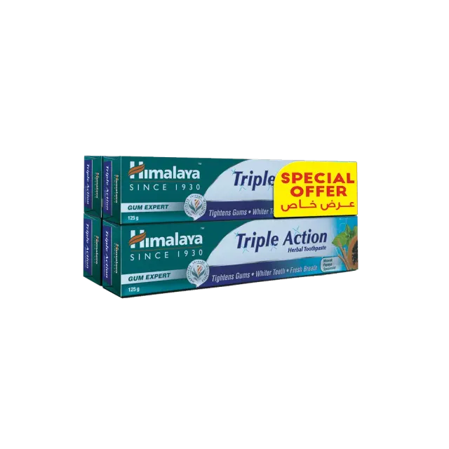 Himalaya Triple Action Herbal Toothpaste 4 x, 125g
