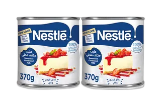 نستله حليب مكثف محلى عادي سهل الفتح 2 x 370 جم + وعاء
